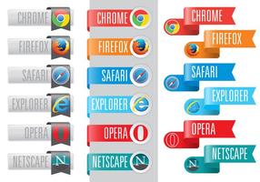 Logos do navegador da Web em fitas vetor
