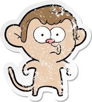 vinheta angustiada de um macaco buzinando de desenho animado vetor