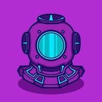 capacete de mergulhador em design de vetor de estilo neon cyberpunk. ilustração de arte de mergulho.