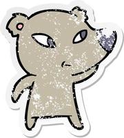 vinheta angustiada de um urso de desenho animado fofo vetor