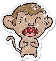vinheta angustiada de um macaco de desenho animado gritando vetor