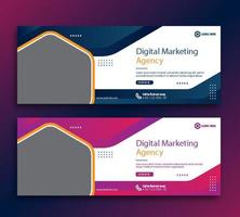 modelo de capa e banner de agência de marketing digital vetor
