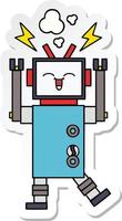 adesivo de um robô de desenho animado fofo vetor