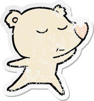 vinheta angustiada de um urso polar de desenho animado feliz dançando vetor