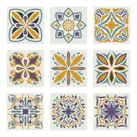 telhas de flores marroquinas, padrão de telha vetorial, mosaico floral de lisboa, ornamento azul marinho sem costura mediterrâneo. mosaico de arabesco de arte abstrata geométrica vetor