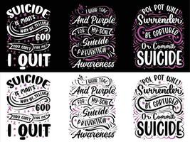 pacote de design de camiseta de conscientização de suicídio vetor