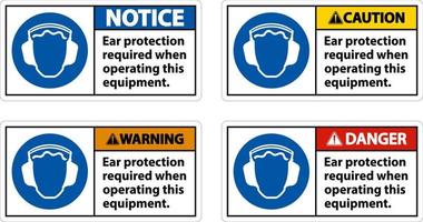 sinal obrigatório de proteção auricular em fundo branco vetor