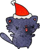 desenho de natal texturizado de gato kawaii vetor