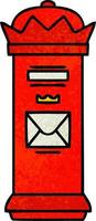 caixa de correio britânica dos desenhos animados de textura grunge retrô vetor