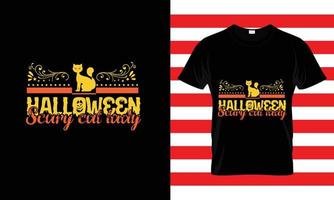 gato assustador de halloween... camiseta vetor