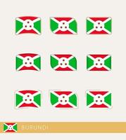 bandeiras vetoriais do burundi, coleção de bandeiras do burundi. vetor