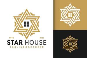 design de logotipo de casa estrela de luxo, vetor de logotipos de identidade de marca, logotipo moderno, modelo de ilustração vetorial de designs de logotipo