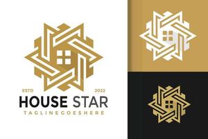 design de logotipo de estrela de casa de luxo, vetor de logotipos de identidade de marca, logotipo moderno, modelo de ilustração vetorial de designs de logotipo