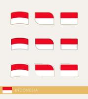 bandeiras vetoriais da Indonésia, coleção de bandeiras da Indonésia. vetor