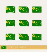 bandeiras vetoriais das ilhas cocos, coleção de bandeiras das ilhas cocos. vetor