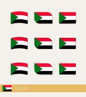 bandeiras vetoriais do sudão, coleção de bandeiras do sudão. vetor