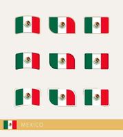 bandeiras vetoriais do méxico, coleção de bandeiras do méxico. vetor