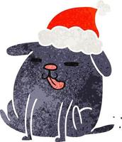 desenho retrô de natal de cachorro kawaii vetor