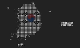 mapa de bandeira da coreia do sul com estilo pontilhado de meio-tom vetor