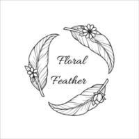 ilustrações florais de penas de círculo de decoração vetor