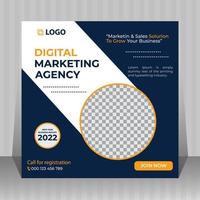 modelo de postagem de mídia social de marketing digital, agência de marketing digital e promoção de venda de negócios, modelo de design de folheto quadrado vetor