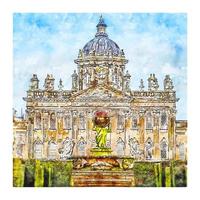 Castle Howard esboço em aquarela ilustração desenhada à mão vetor