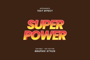 super poderes efeitos de texto com letras 3d coloridas.