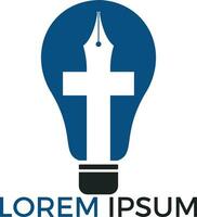 design de logotipo da igreja. design de logotipo do ministério para igreja. a lâmpada de Jesus Cristo. sinal da lâmpada de deus. vetor
