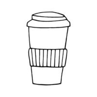 xícara de café e chá para ir desenhado à mão no estilo doodle. vetor, minimalismo, monocromático, escandinavo. ícone, adesivo vetor