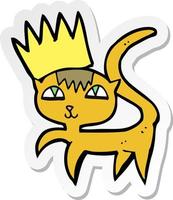 adesivo de um gato de desenho animado com coroa vetor