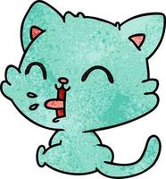 desenho texturizado de gato kawaii fofo vetor