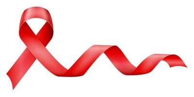 fita brilhante de seda vermelha em apoio à ilustração vetorial de doença da aids isolada no fundo branco vetor