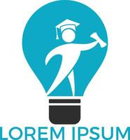 lâmpada e design de logotipo de estudante. modelo de conceito de educação. design de logotipo criativo e simbólico da escola de ideias. vetor