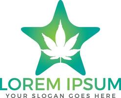 símbolo de estrela com folha de cannabis dentro do design do logotipo. vetor