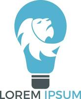 lâmpada e design de logotipo de leão. conceito de logotipo de ideias selvagens. vetor