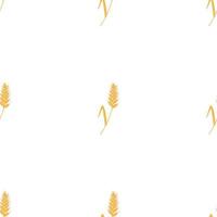 sem costura padrão com espigas e grãos de trigo em fundo branco. ilustração plana de desenho vetorial para embalagens de backery, produção de farinha, agricultura, design de colheita vetor