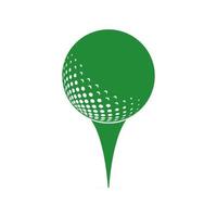 logotipo de golfe com elementos de design de bola. pode ser usado para empresas de equipamentos de golfe. vetor