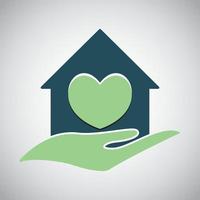 logotipo de cuidados domésticos projeta vetor de conceito, modelo de logotipo de casa e amor.