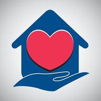 logotipo de cuidados domésticos projeta vetor de conceito, modelo de logotipo de casa e amor.
