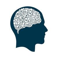 cabeça com design de ilustração vetorial de cérebro de bolhas. cabeça humana e ícone de vetor de cérebro de bolhas. conceito de mente.