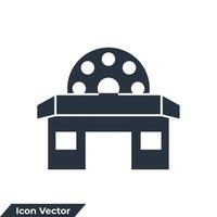 teatro cinema edifício ícone logotipo ilustração vetorial. modelo de símbolo de cinema de teatro para coleção de design gráfico e web vetor