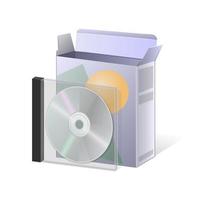 ícone de descompactação de arquivos ícone de disco compacto e caixa de papelão vetor