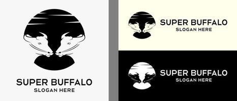 modelo de design de logotipo de búfalo com conceito criativo em pontos. vetor de ilustração de logotipo premium