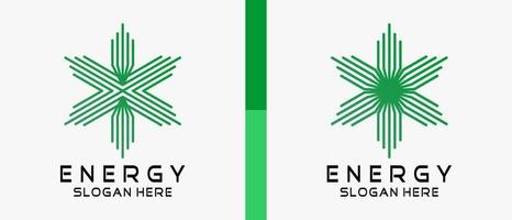 design de logotipo de energia com estilo de linha em forma de raios. ilustração de logotipo de vetor premium