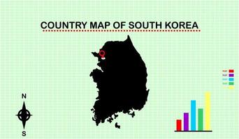 mapa vetorial da coreia do sul com fundo de grade. acompanhado de gráficos de diagrama vetor