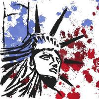estátua da liberdade, desenho acrílico, américa, splatter paint vetor