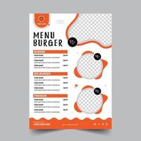 menu de restaurante de hambúrgueres e modelo de design de folheto vetor