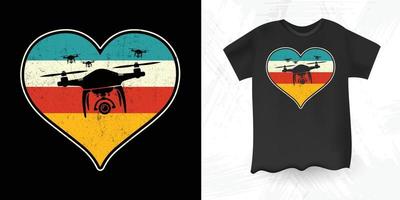 design de camiseta de drone vintage retrô amante de drone engraçado vetor