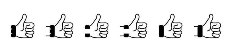 conjunto de ícones de polegar para cima, como sinal, como símbolo, sinal de símbolo de dedo para cima isolado no fundo branco - ilustração vetorial vetor