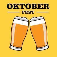 dois copos de cerveja oktober fest vector design